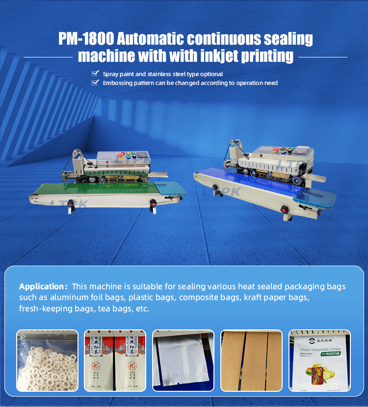 Automatic Continuous Inkjet Print Seal Machine for Food Packaging with Integrated Printer
