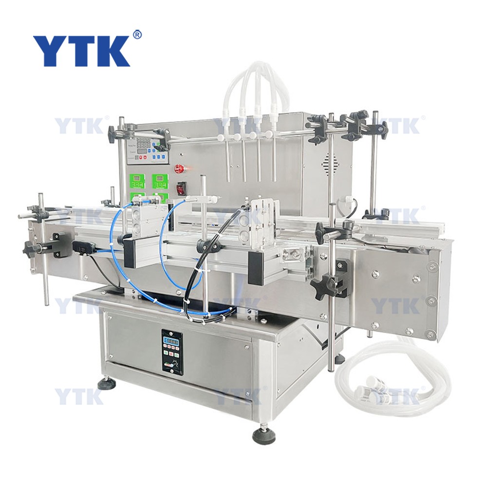 Automatic Desktop 4 Heads Peristaltic Pump Liquid Bottle Filling Machine With Conveyor