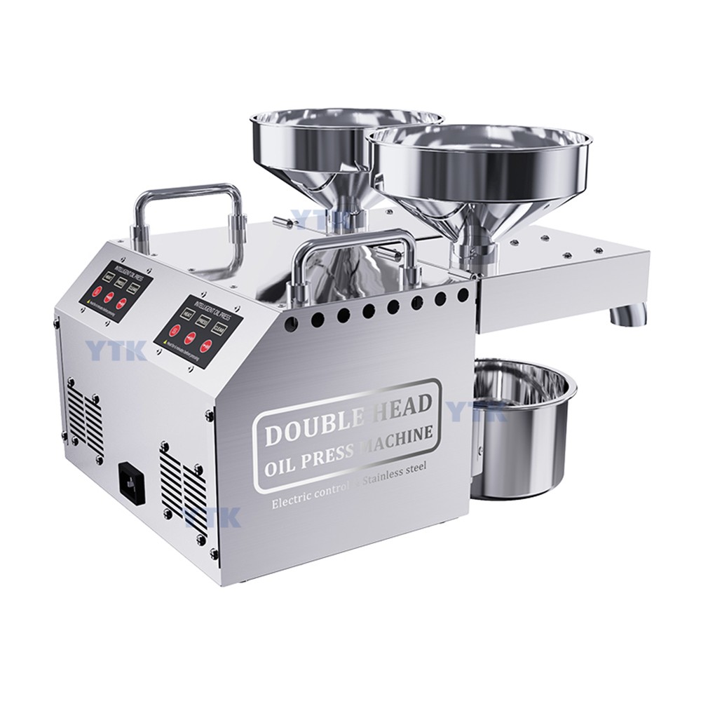 B02 Double Head Oil Press Machine Electric Oil Extractor for Home & Commercial Use Sesame Canola Sunflower Seeds Peanuts Walnuts
