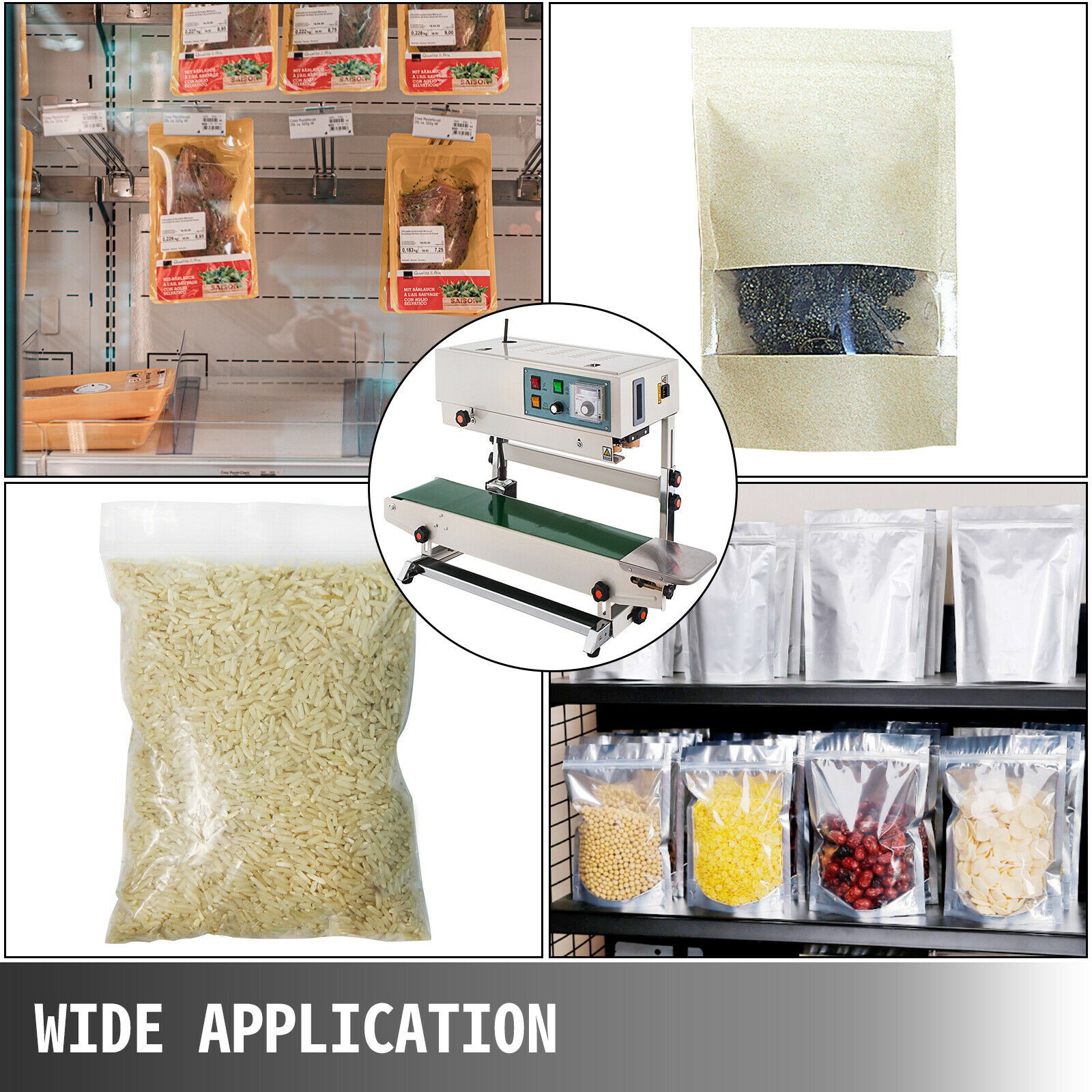 FR-900 Vertical Plastic Bag Solid Ink Continuous Band Sealer Sealing Machine Expanded Food Band Heat Sealer