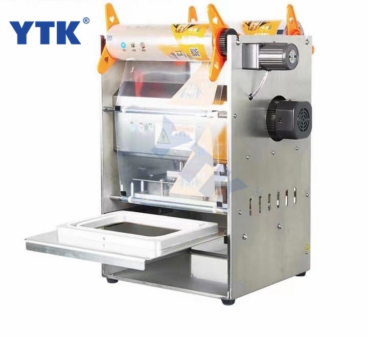 Fast Food Semi-automatic Hand Push Plastic Tray Sealing Machine For Takeaway Food Box Sealing Machine
