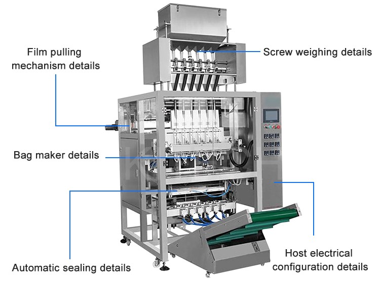 Fully automatic vertical multi lane sesame seeds sachet salt small sugar stick liquid and particle packing machine price