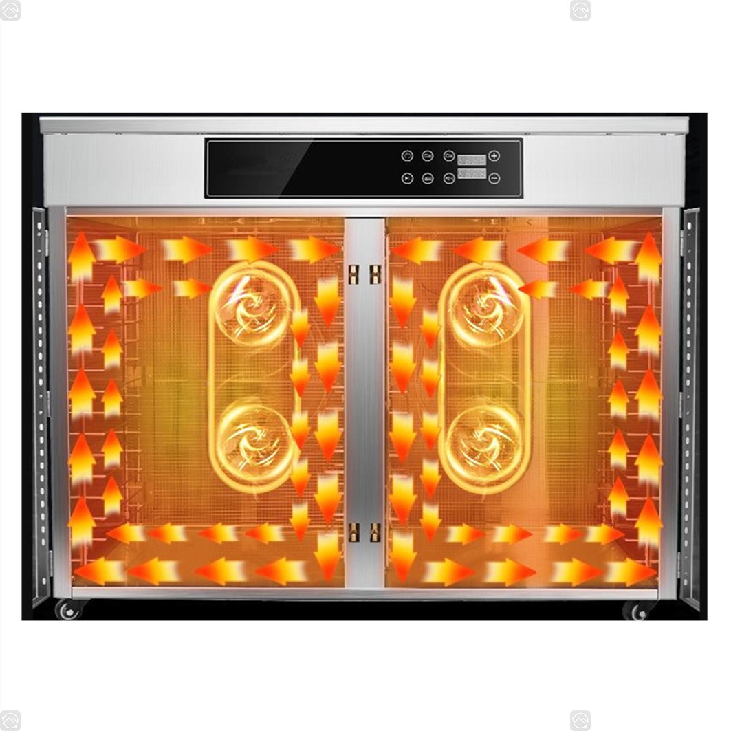 Horizontal double door commercial fruit food dehydrator with 32 trays dryer machine for food