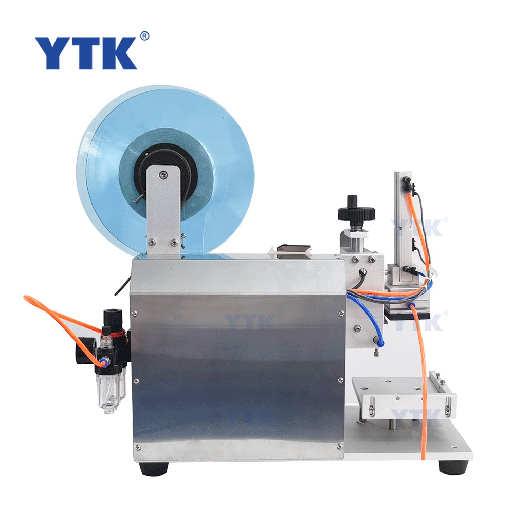 YTK-60 Semi Automatic Desktop Plastic Cans Square Cube Shampoo Water Milk Juice Flat Bottle Labeling Machine