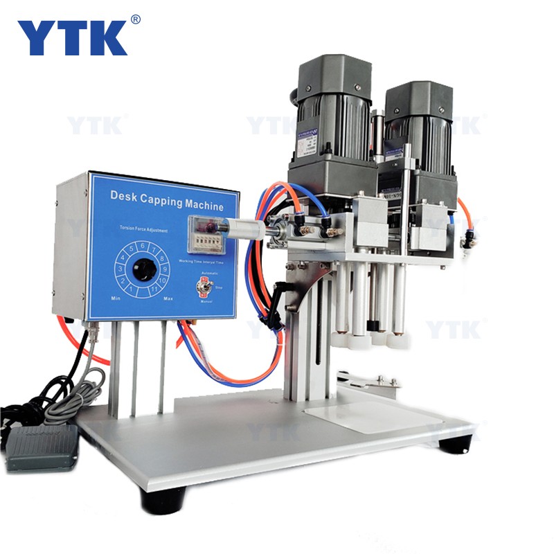 YTK-6100 Pneumatic Desktop Screw Cap Locking Machine Plastic Honey Plastic Bottle Capping Machine